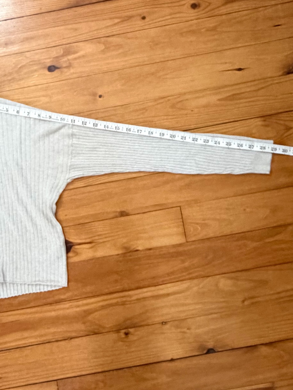 Madewell Crop Antique Cream/Light Grey Ribbed Sweater Size M - Picture 5 of 9